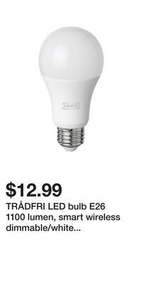 IKEA Trådfri led bulb e26 1100 lumen, smart wireless dimmable/white spectrum globe offer