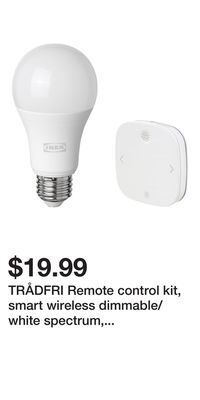 IKEA Trådfri remote control kit, smart wireless dimmable/white spectrum, e26 offer