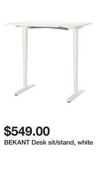 IKEA Bekant desk sit/stand, white offer