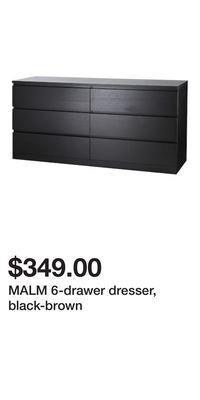 IKEA Malm 6-drawer dresser, black-brown offer