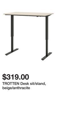 IKEA Trotten desk sit/stand, beige/anthracite offer