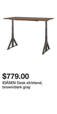 IKEA Idåsen desk sit/stand, brown/dark gray offer
