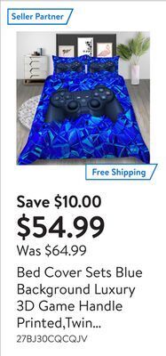 Walmart Bed cover sets blue background luxury 3d game handle printed,twin (68x86) offer