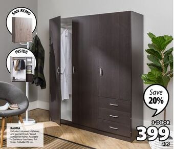 JYSK Rauma includes 3 drawers, 4 shelves and garment rack offer