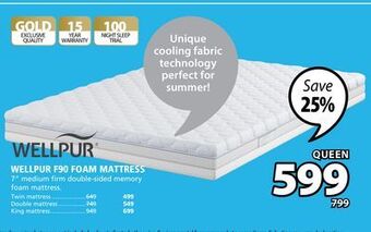 JYSK Wellpur f90 foam mattress offer