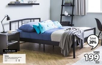 JYSK Vaasa black powder coated tubular steel bed frame offer