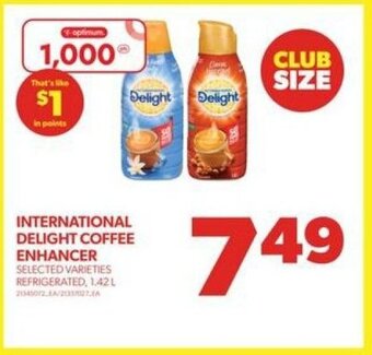 Real Canadian Superstore INTERNATIONAL DELIGHT COFFEE ENHANCER, 1.42L offer