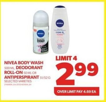 Real Canadian Superstore NIVEA BODY WASH 500 ML DEODORANT ROLL-ON 50 ML OR ANTIPERSPIRANT 51 / 52 G offer