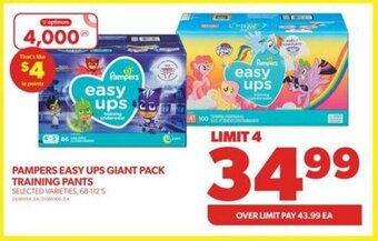 Real Canadian Superstore PAMPERS EASY UPS GIANT PACK TRAINING PANTS, 68 - 112'S offer