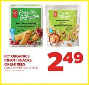 Real Canadian Superstore PC ORGANICS INFANT SNACKS OR ENTRÉES , 42 - 185 G offer