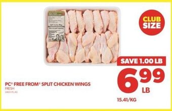 Real Canadian Superstore PC FREE FROM SPLIT CHICKEN WINGS FRESH offer