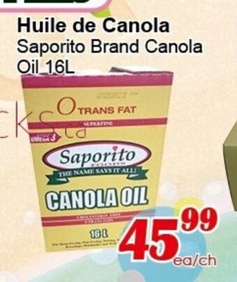 Marche C&T Saporito Brand Canola Oil 16L offer
