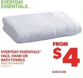 Real Canadian Superstore EVERYDAY ESSENTIALS™ FACE, HAND OR BATH TOWELS offer