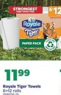 Real Canadian Superstore Royale Tiger Towels 6-12 rolls offer