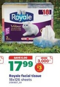 Real Canadian Superstore Royale facial tissue 18x126 sheets offer