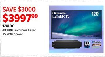 2001 Audio Video Hisense 4k hdr trichroma laser tv with screen offer