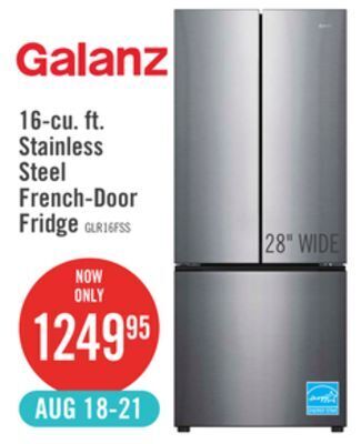 The Brick Galanz 16 cu. ft. french-door refrigerator - glr16fs2m08 offer