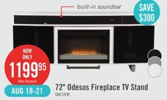 The Brick Odesos 72 tv stand with glass ember firebox and soundbar white offer