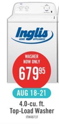 The Brick Inglis 4.0 cu. ft. top-load washer itw4871fw offer