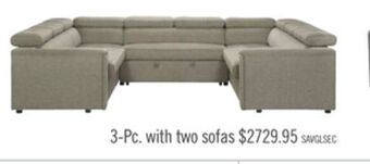 The Brick Savvy 3-piece linen-look fabric sleeper sectional with two sofas - grey offer