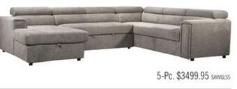 The Brick Savvy 5-piece linen-look fabric left-facing sleeper sectional - grey offer