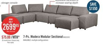 The Brick Modera 7-piece linen-look fabric modular sectional with 1 console - grey offer