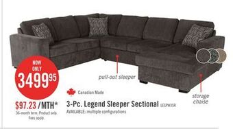 The Brick Legend 3-piece right-facing chenille sleeper sectional sofa - pewter offer
