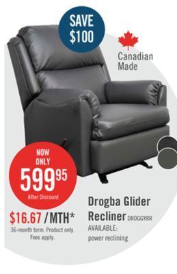 The Brick Drogba leather-look fabric recliner - grey offer