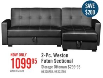 The Brick Weston 2-piece leather-look fabric right-facing futon sectional - black offer