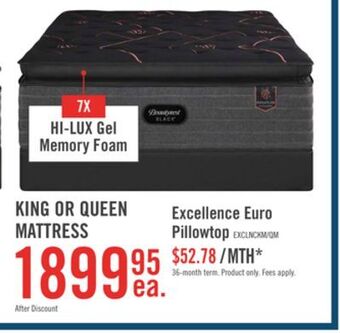 The Brick Beautyrest black signature excellence euro pillowtop king mattress offer