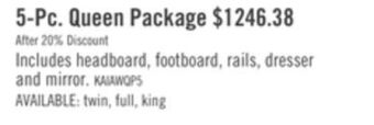 The Brick Kaia 5-piece queen bedroom package offer