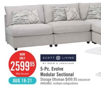 The Brick Evolve linen-look fabric 5-piece modular sectional with 4 armless chairs - light grey offer