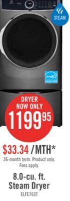 The Brick Electrolux 8 cu. ft. electric dryer - elfe763cat offer