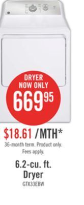 The Brick Ge 6.2 cu. ft. electric dryer with sanifresh cycle - gtx33ebmrws offer