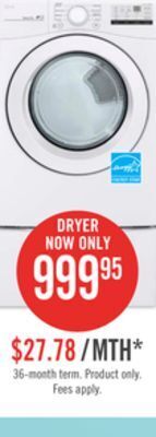 The Brick Lg 7.4 cu. ft. ultra large capacity electric dryer - dle3400w offer