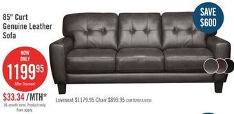 The Brick Curt genuine leather sofa - grey offer