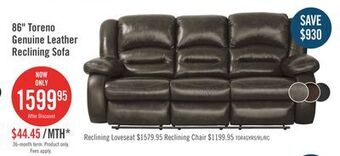 The Brick Toreno genuine leather reclining sofa - grey offer