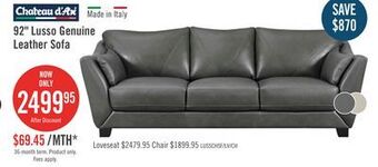 The Brick Lusso genuine leather sofa - charcoal offer