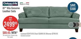 The Brick Vita 100% genuine leather sofa - seafoam offer