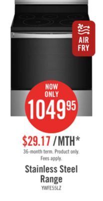 The Brick Whirlpool 5.3 cu. ft. electric range with 5-in-1 air fry oven - ywfe550s0lz offer
