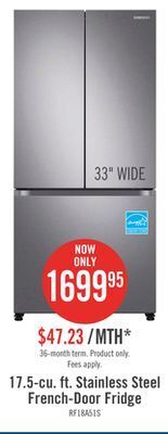 The Brick Samsung 17.5 cu. ft. french-door refrigerator - rf18a5101sr/aa offer