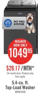The Brick Maytag 5.4 cu. ft. pet pro top-load washer - mvw6500mbk offer