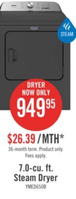 The Brick Maytag 7 cu. ft. pet pro electric dryer - ymed6500mbk offer