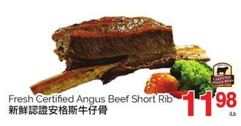 T&T Supermarket Fresh certified angus beef short rib offer