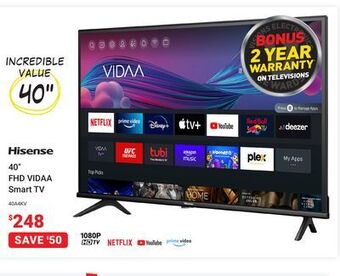 Visions Electronics Hisense 40 fhd vidaa smart tv offer