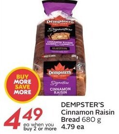 Sobeys DEMPSTER'S Cinnamon Raisin Bread 680 g offer