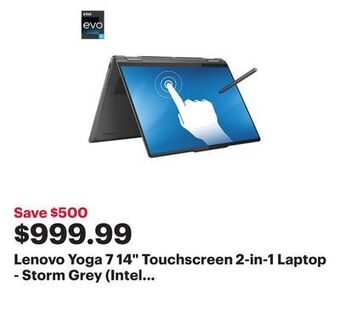 Best Buy Lenovo yoga 7 14 touchscreen 2-in-1 laptop - storm grey (intel core i5-1335u/512gb ssd/16gb ram) offer