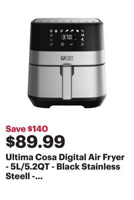 Best Buy Ultima cosa digital air fryer - 5l/5.2qt - black stainless steell - only at best buy offer