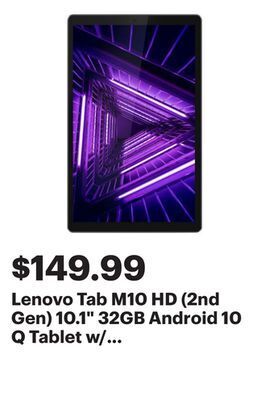 Best Buy Lenovo tab m10 hd (2nd gen) 10.1 32gb android 10 q tablet w/ mediatek helio p22t 8-core processor - iron grey offer