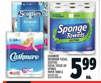 Metro CASHMERE BATHROOM TISSUE, SCOTTIES FACIAL TISSUE OR SPONGE PAPER TOWELS offer